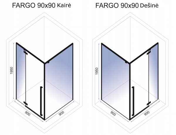 Dušo kabina Fargo Black Mat 80x100, 90x90, 90x120 cm