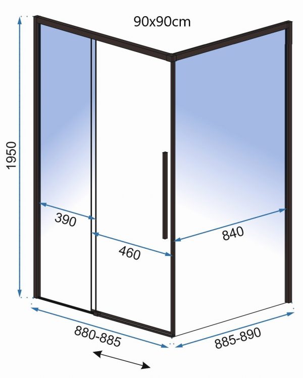 Dušo kabina Solar black mat, 80x100, 90x90, 90x120cm