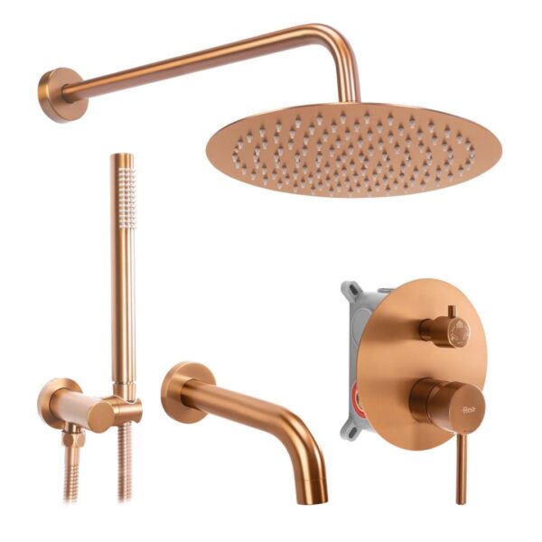 Vonios maišytuvas Rea Lungo Brushed Copper 3 + potinkinis