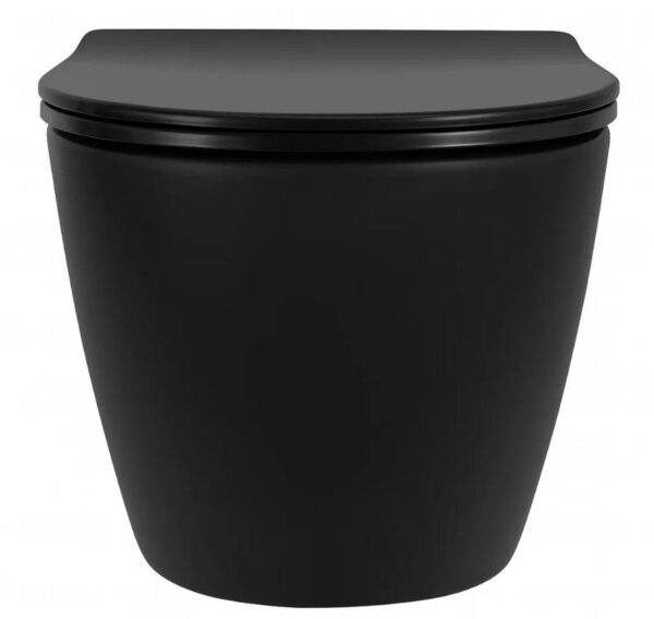 Unitazas Rea Carlo Black Matt TORNADO Rimless su lėtai nusileidžiančiu dangčiu - Image 4