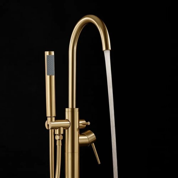 Pastatomas vonios maišytuvas Rea Lungo Ortis Brushed Gold - Image 3